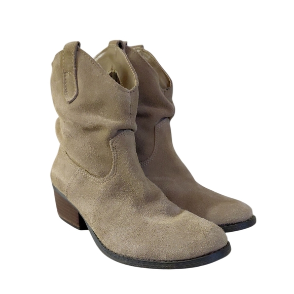 White Mountain Slammin Western Ankle Boots Tan Suede Shortie Cowgirl Boots Sz 6 - Picture 10 of 10